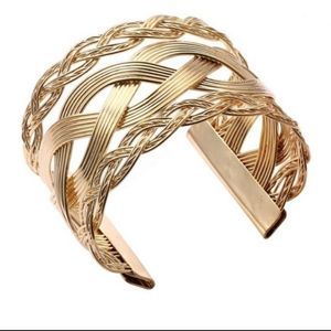 Beautiful Multistrand Gold Weave Cuff Bracelet